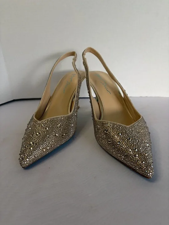 Betsey Johnson Champagne Embellished Slingback Pumps - Picture 2 of 11